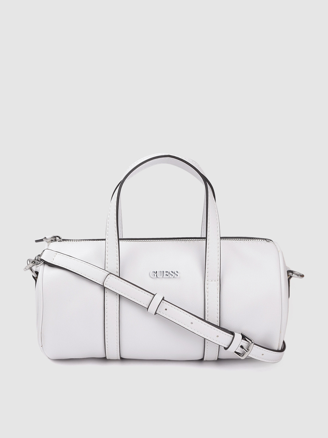 Buy GUESS White Solid Bowling Handheld Bag With Detachable Sling Strap
