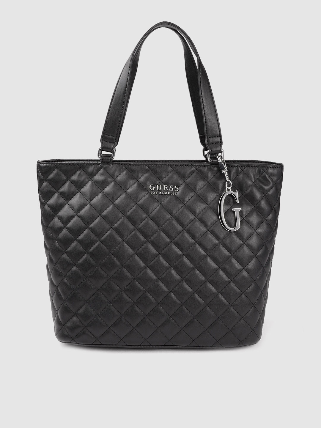 Buy GUESS Black Quilted Structured Shoulder Bag Handbags for Women