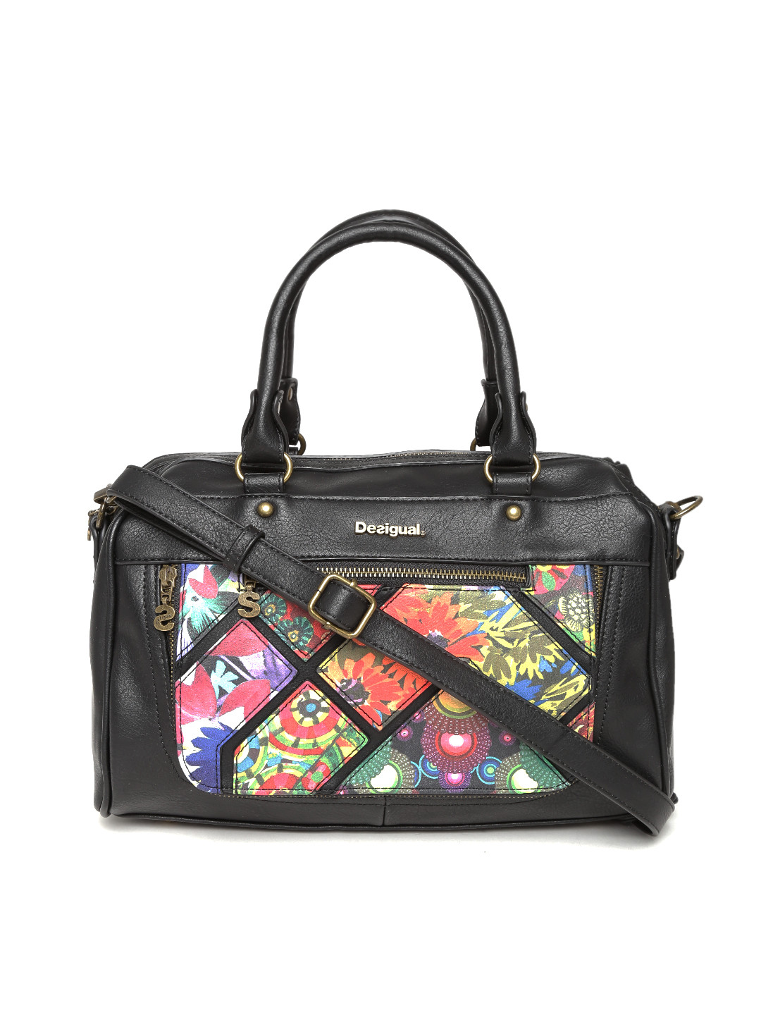 Buy Desigual Black Printed Handbag With Sling Strap Handbags for
