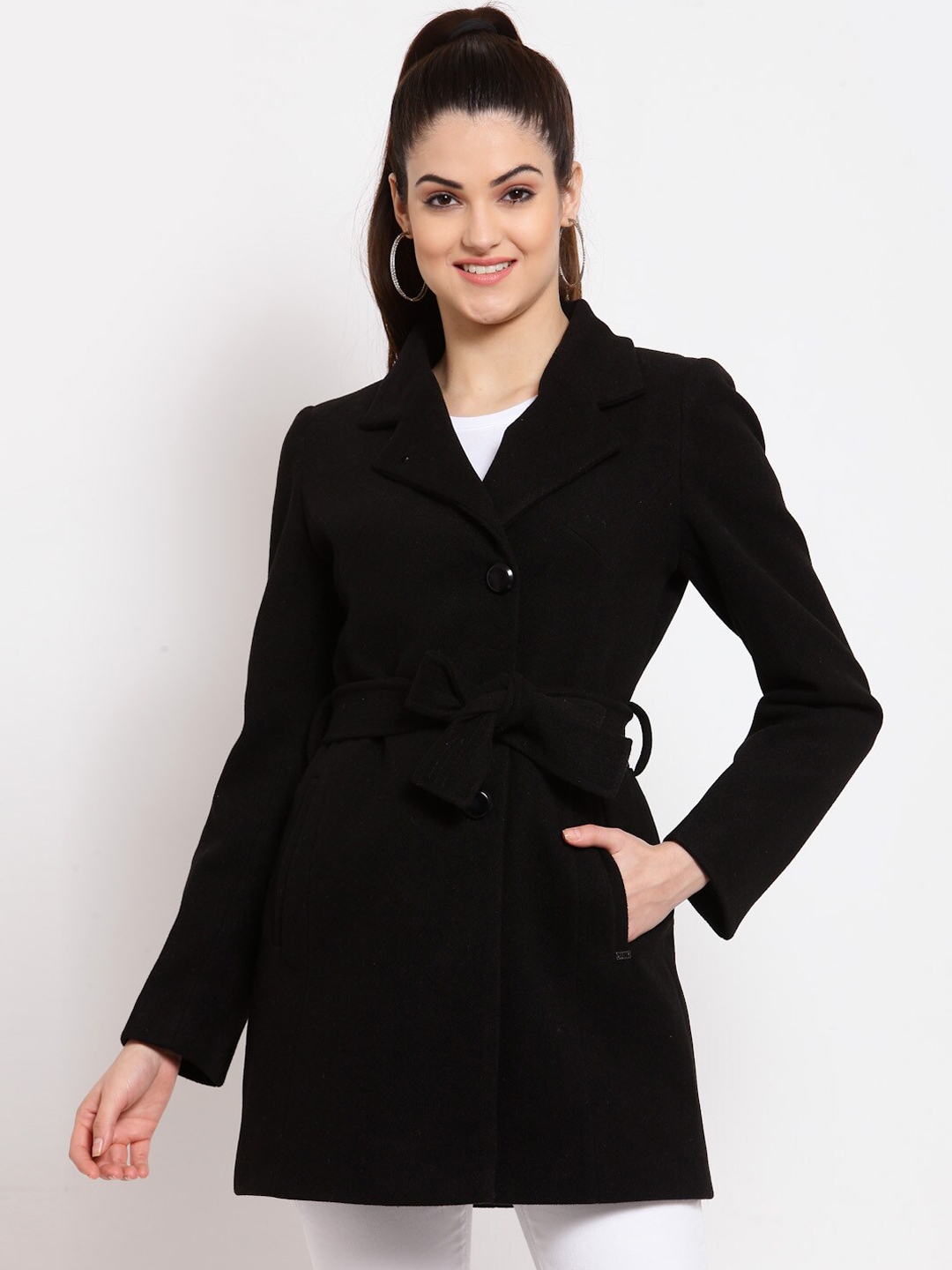 Buy Juelle Women Black Solid Trench Coat - Coats for Women 16170922 ...