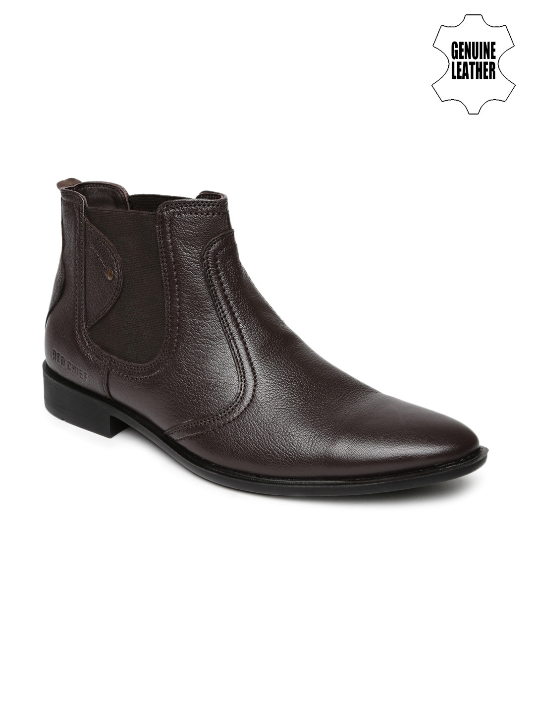 Buy Red Chief Men Brown Pointy Toed High Top Genuine Leather Chelsea