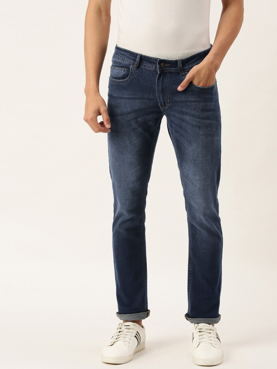 Buy PETER ENGLAND UNIVERSITY Men Blue Super Skinny Fit Light Fade Jeans