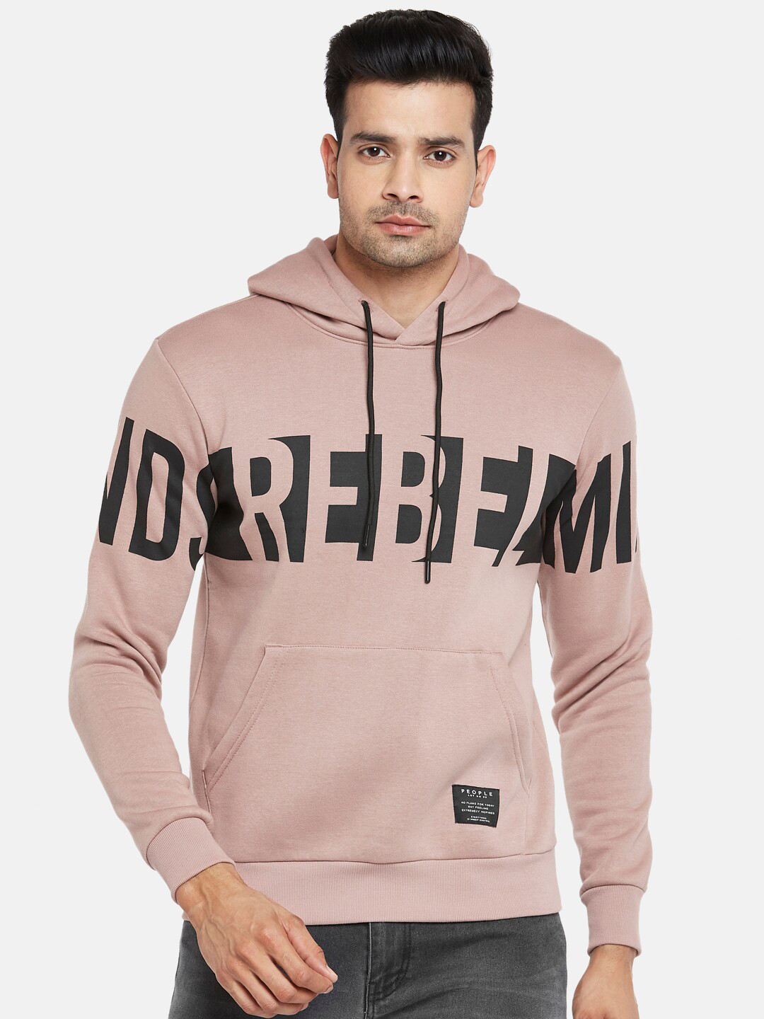 Buy People Men Pink Printed Hooded Sweatshirt Sweatshirts for Men