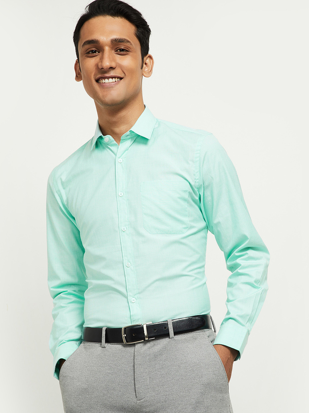 Buy Max Men Green Solid Regular Fit Formal Shirt Shirts for Men 16184726 Myntra
