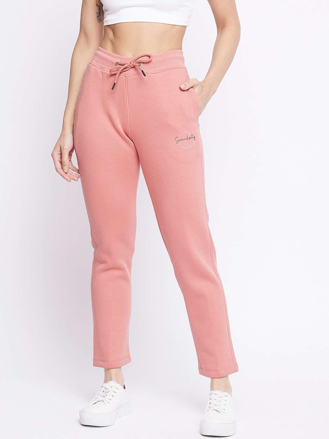 Buy Octave Women Pink Solid Slim Fit Track Pants Track Pants for