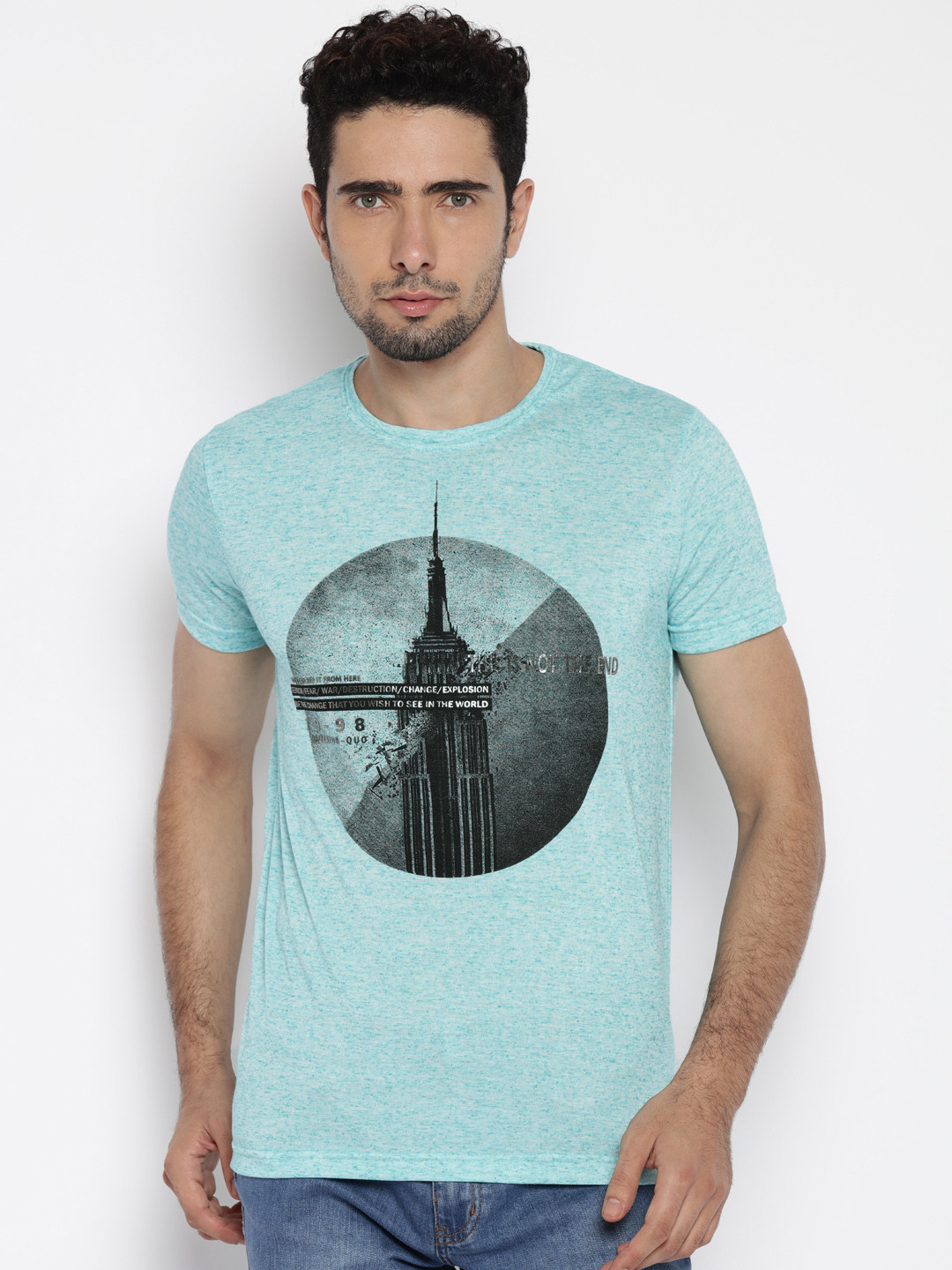 Buy Status Quo Men Blue Printed T Shirt Tshirts for Men 1618705 Myntra