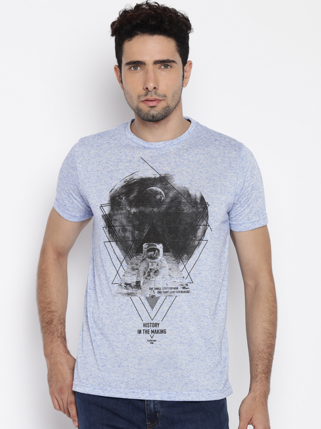 Buy Status Quo Men Blue Printed T Shirt Tshirts for Men 1618709 Myntra