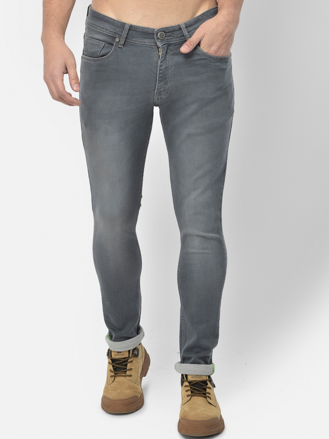 Buy Richlook Men Grey Slim Fit Heavy Fade Stretchable Jeans Jeans for