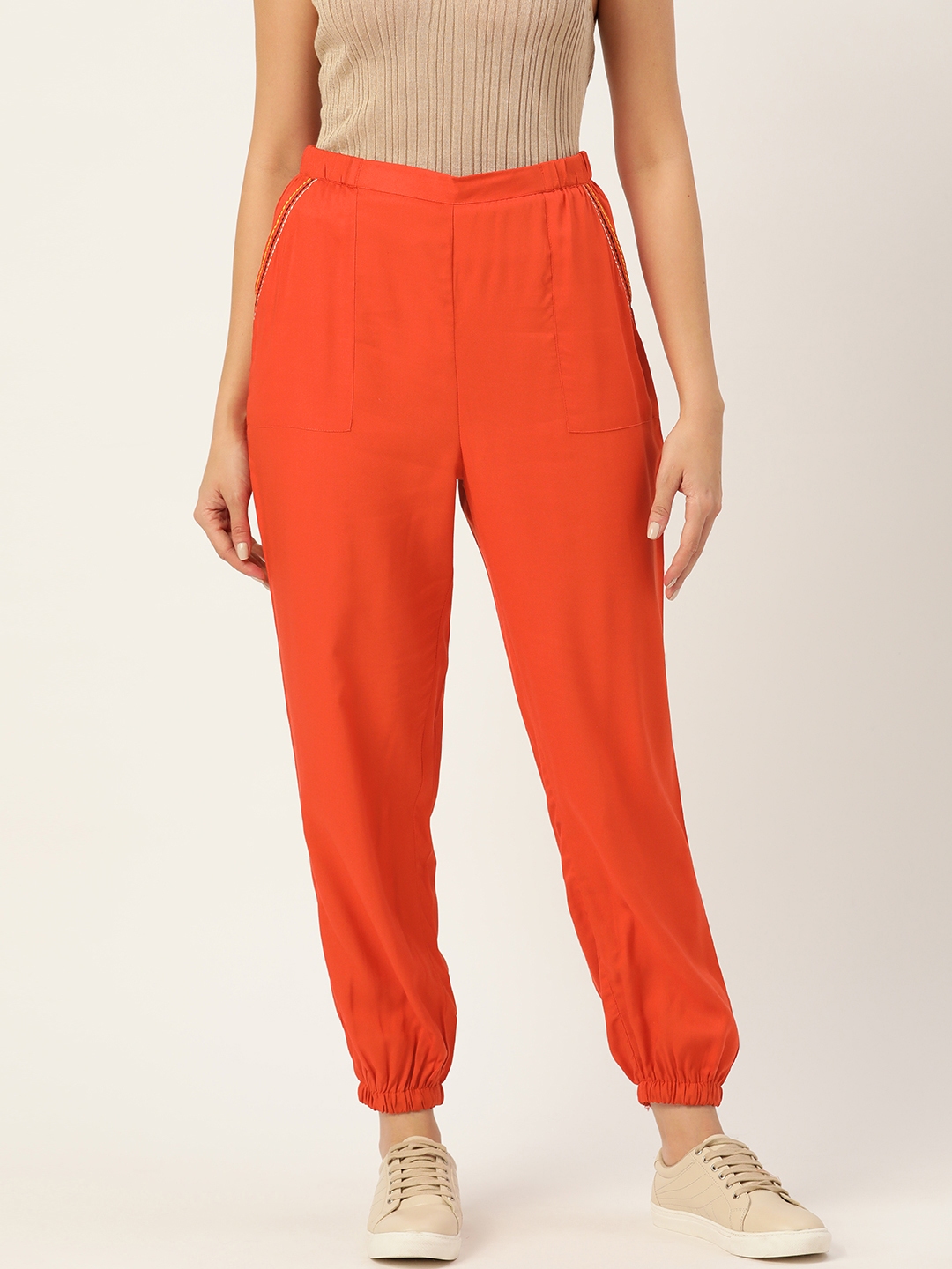 Buy DressBerry Women Orange Sustainable Joggers - Trousers for Women ...