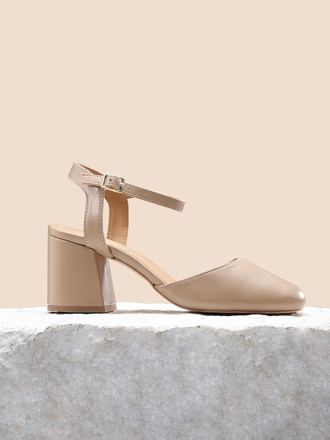 Buy Her By Invictus Taupe Block Pumps Heels for Women 16187716 Myntra