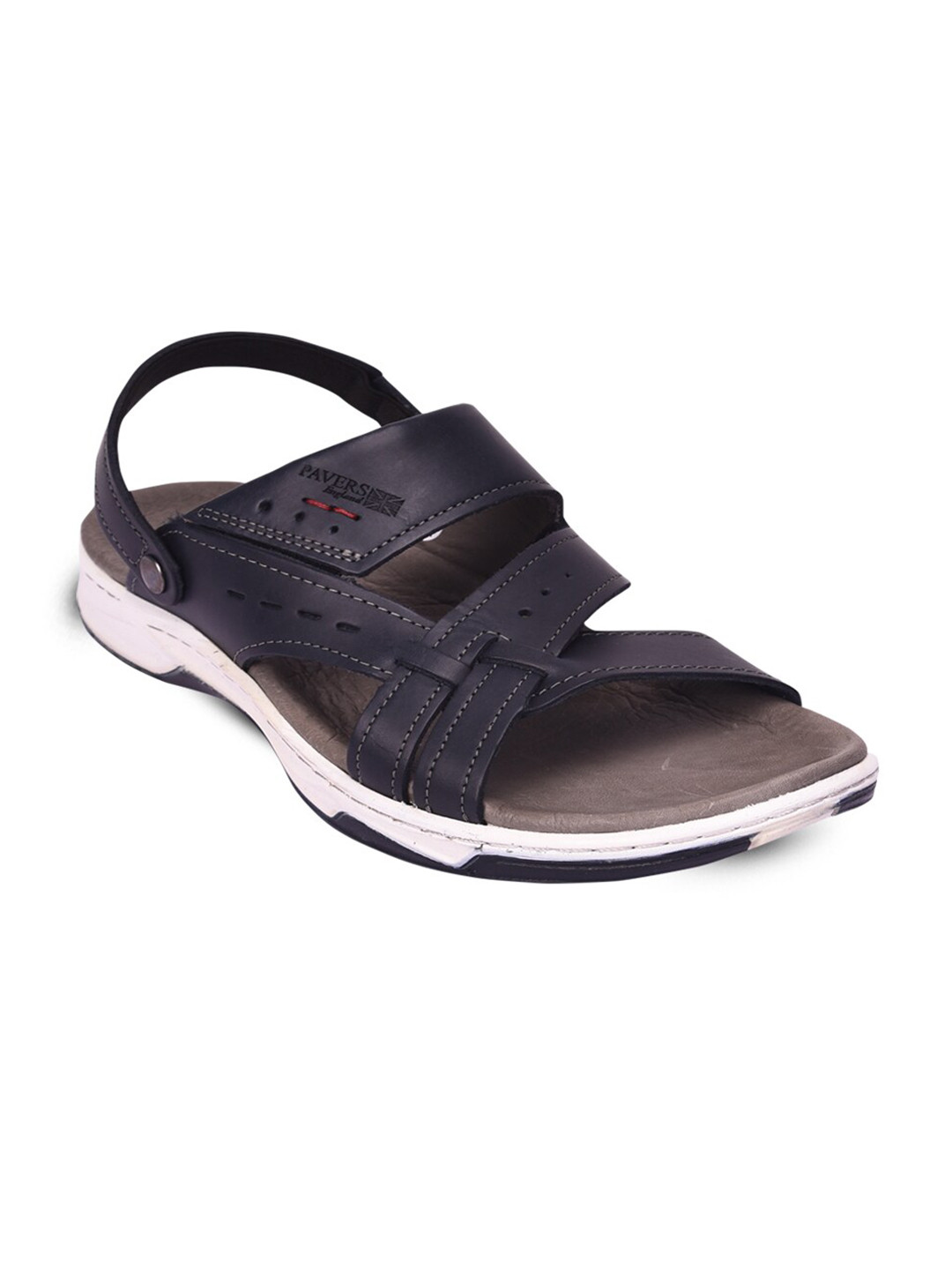 Buy Pavers England Men Navy Blue & Grey Solid Comfort Sandals Sandals