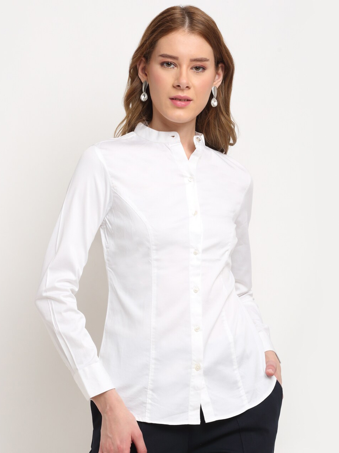 Buy Crozo By Cantabil Women White Opaque Formal Shirt - Shirts for ...