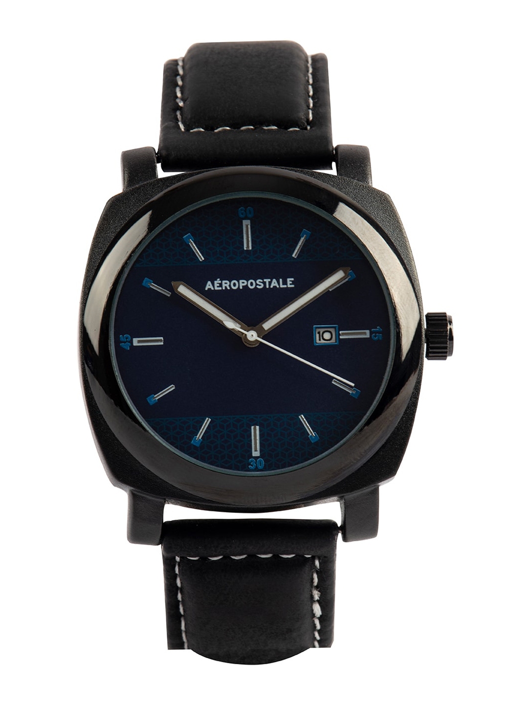 Buy Aeropostale Unisex Blue Brass Dial & Black Leather Straps Analogue Watch AERO_AW_A2