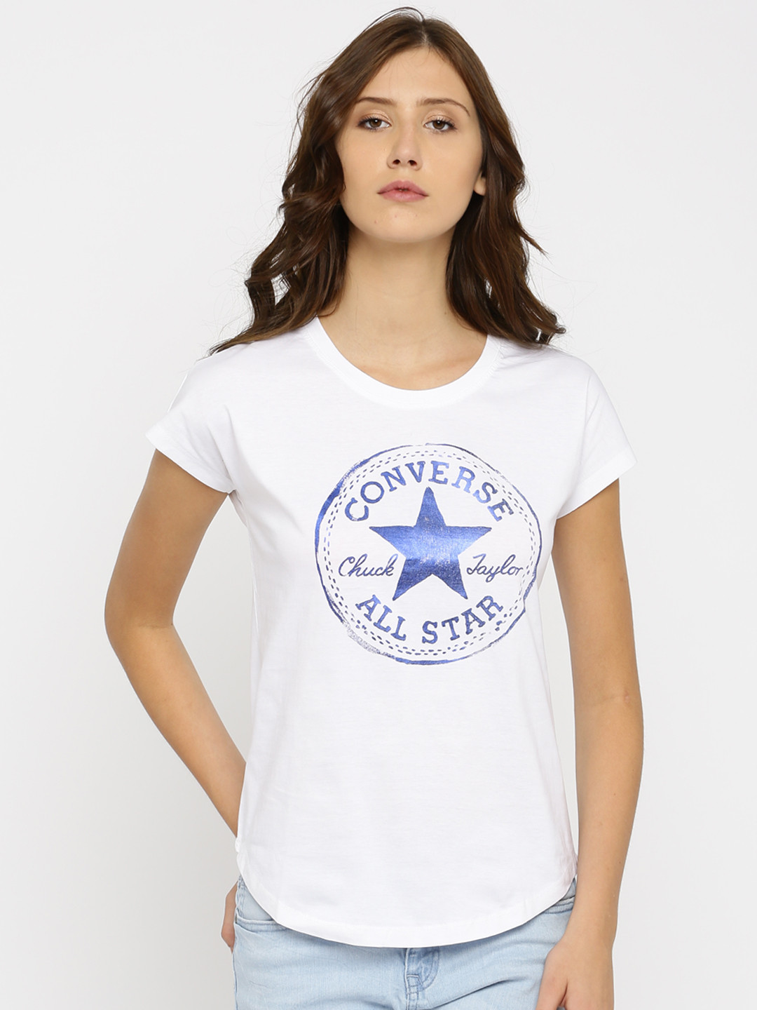 Buy Converse Women White Printed T Shirt Tshirts for Women 1620275