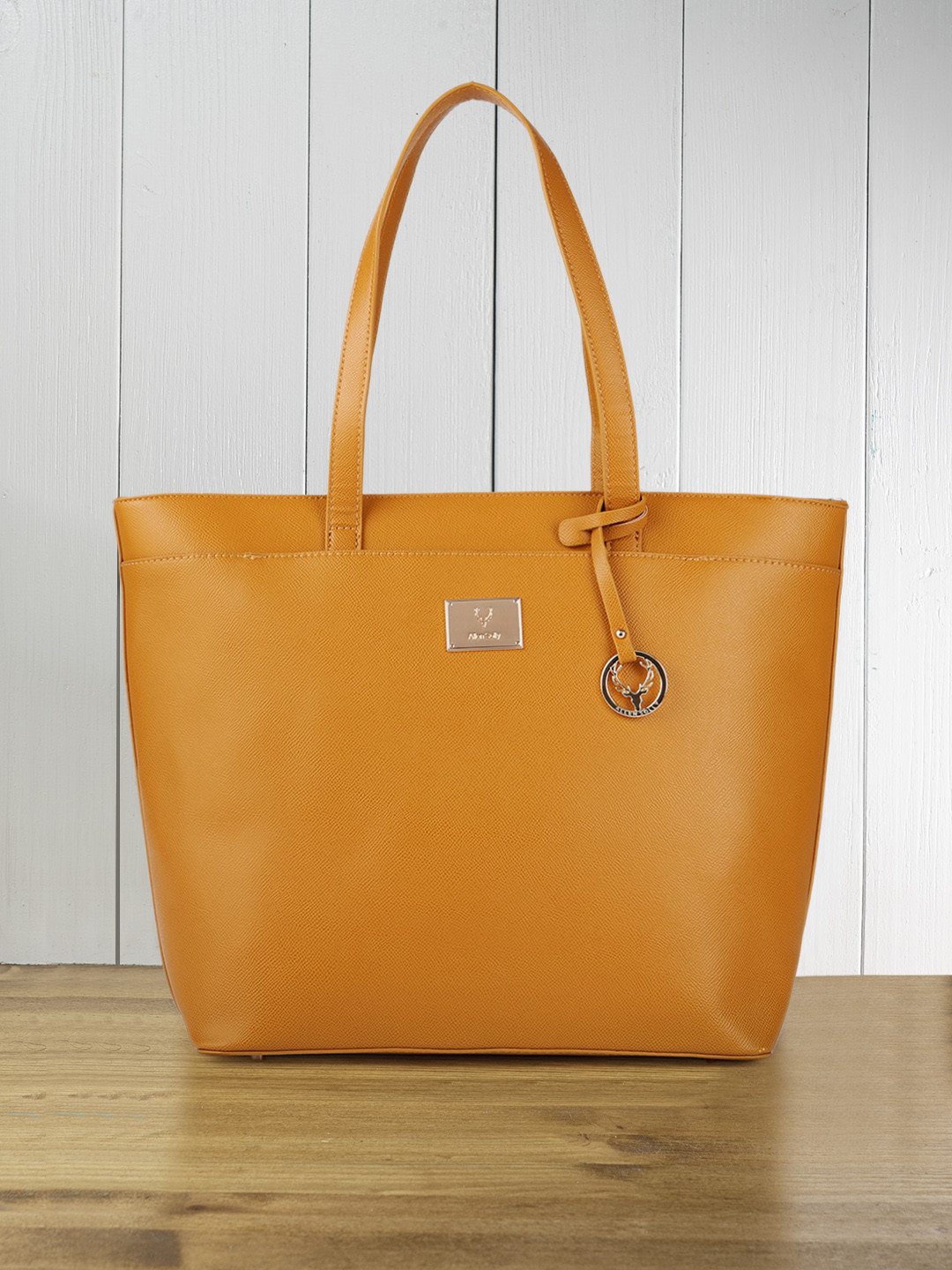 Buy Allen Solly Mustard Yellow Solid PU Regular Structured Laptop