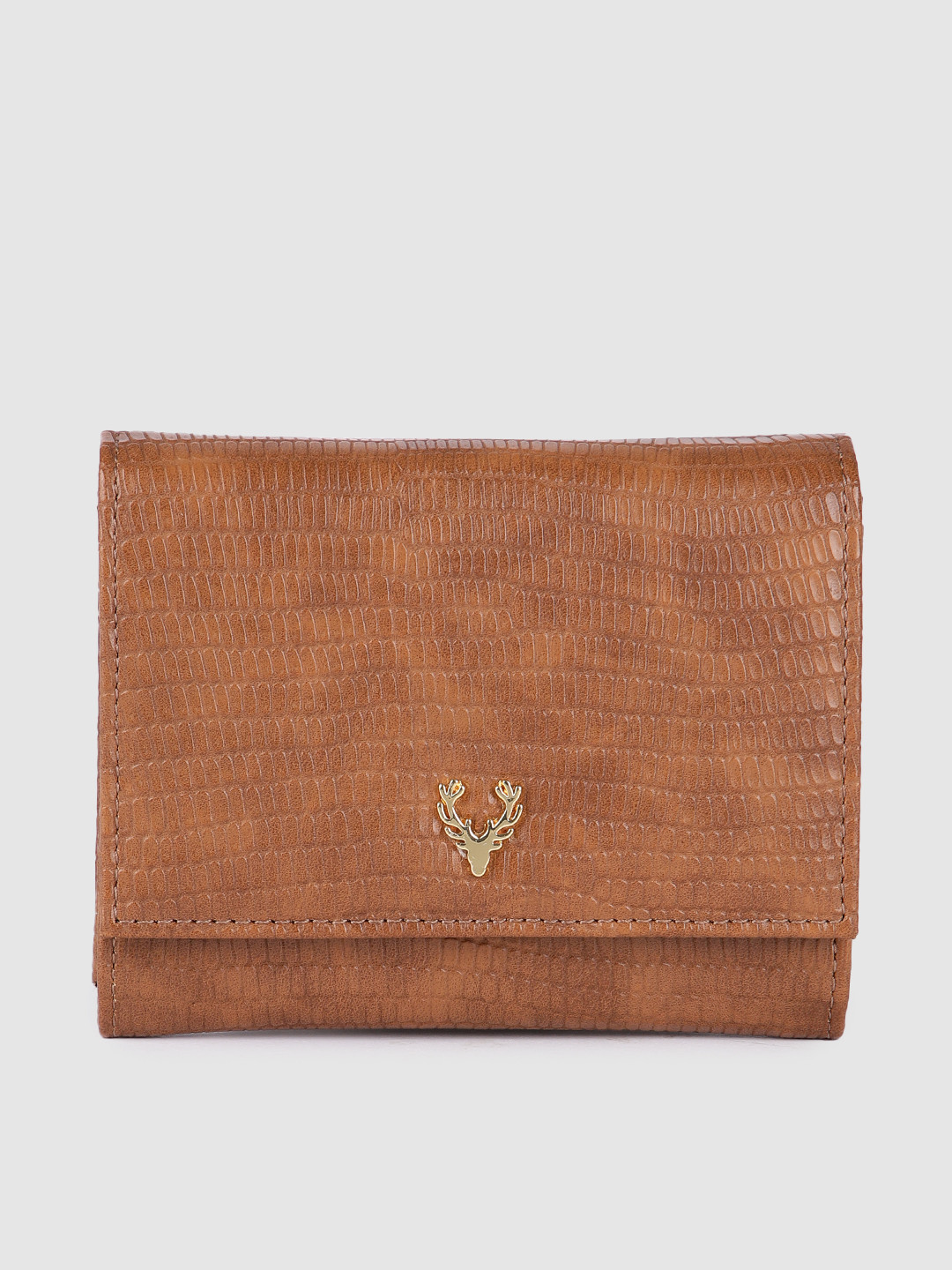 Buy Allen Solly Women Tan Brown Textured Two Fold Wallet Wallets for