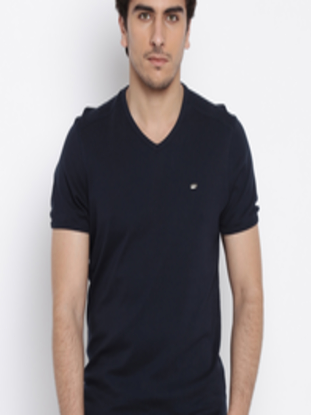 Buy Numero Uno Men Navy Blue Solid V Neck T Shirt - Tshirts for Men ...