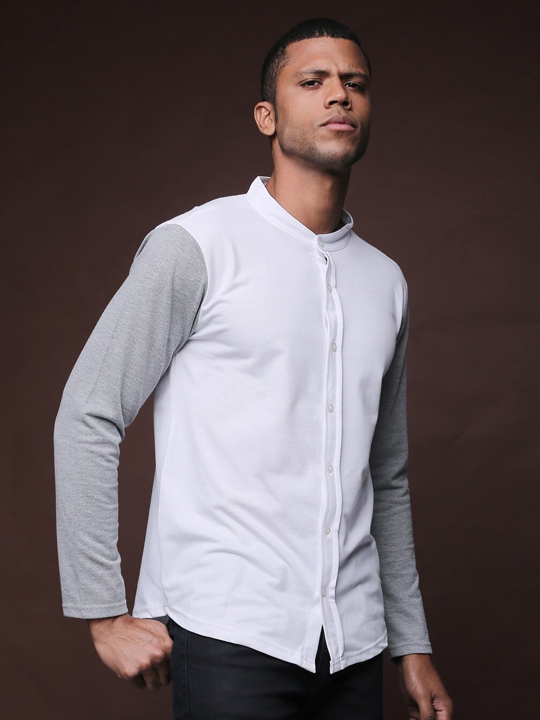 Buy Campus Sutra Men White Opaque Colourblocked Casual Shirt - Shirts ...