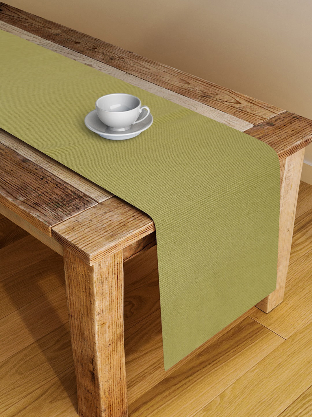 Buy Fabindia Green Solid Pure Cotton Woven Table Runners Runners for