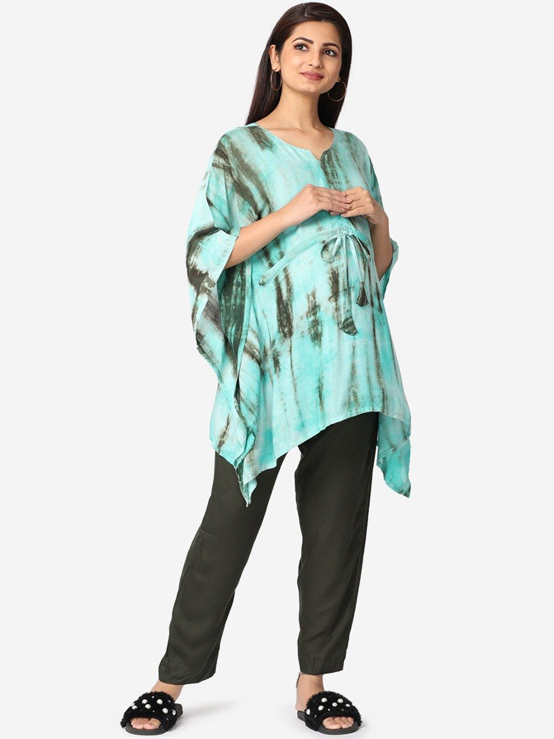 Buy The Mom Store Women Turquoise Blue Printed Maternity & Nursing Night Suit Night Suits for