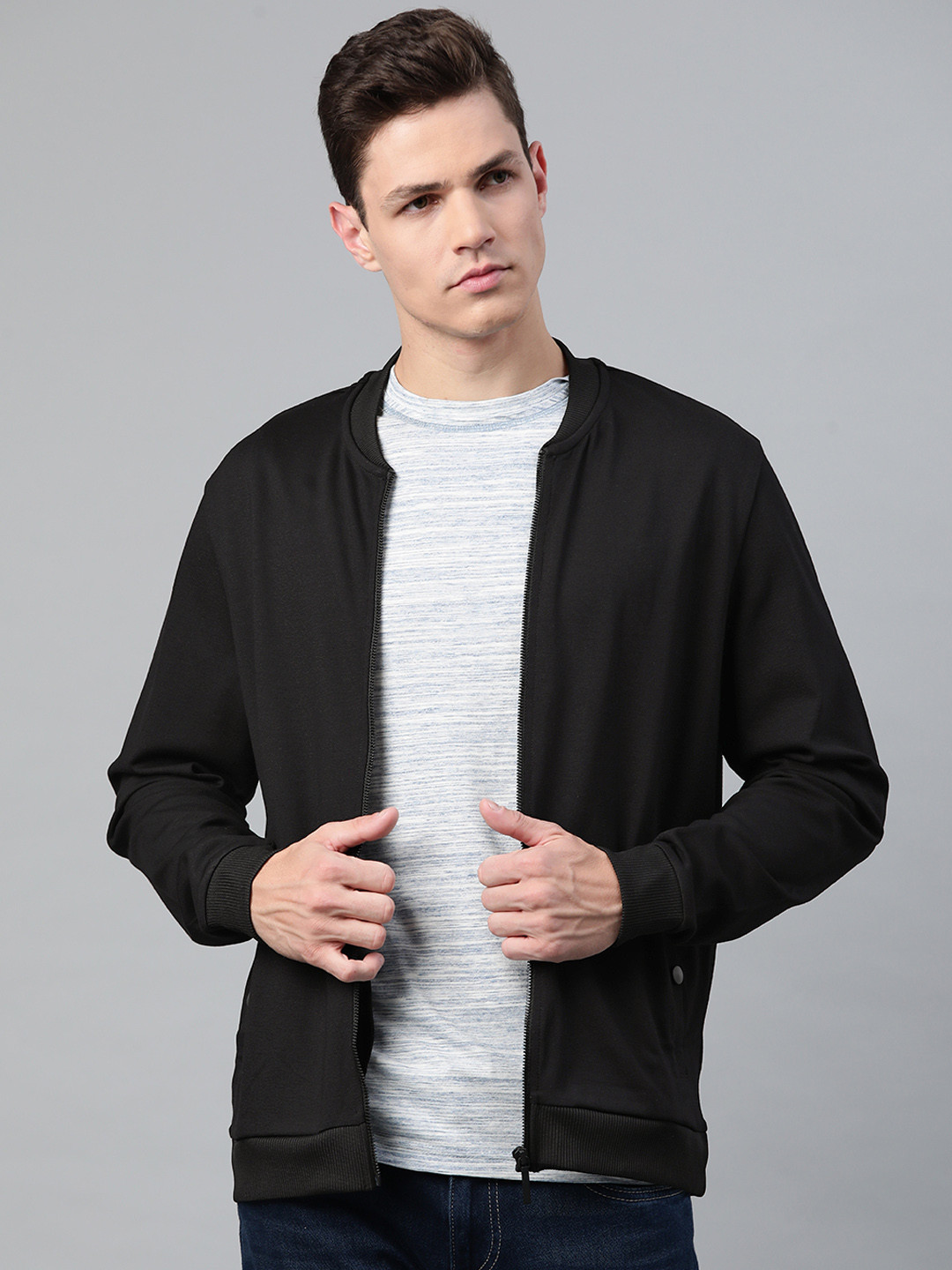 Buy Marks & Spencer Men Black Solid Bomber Jacket Jackets for Men