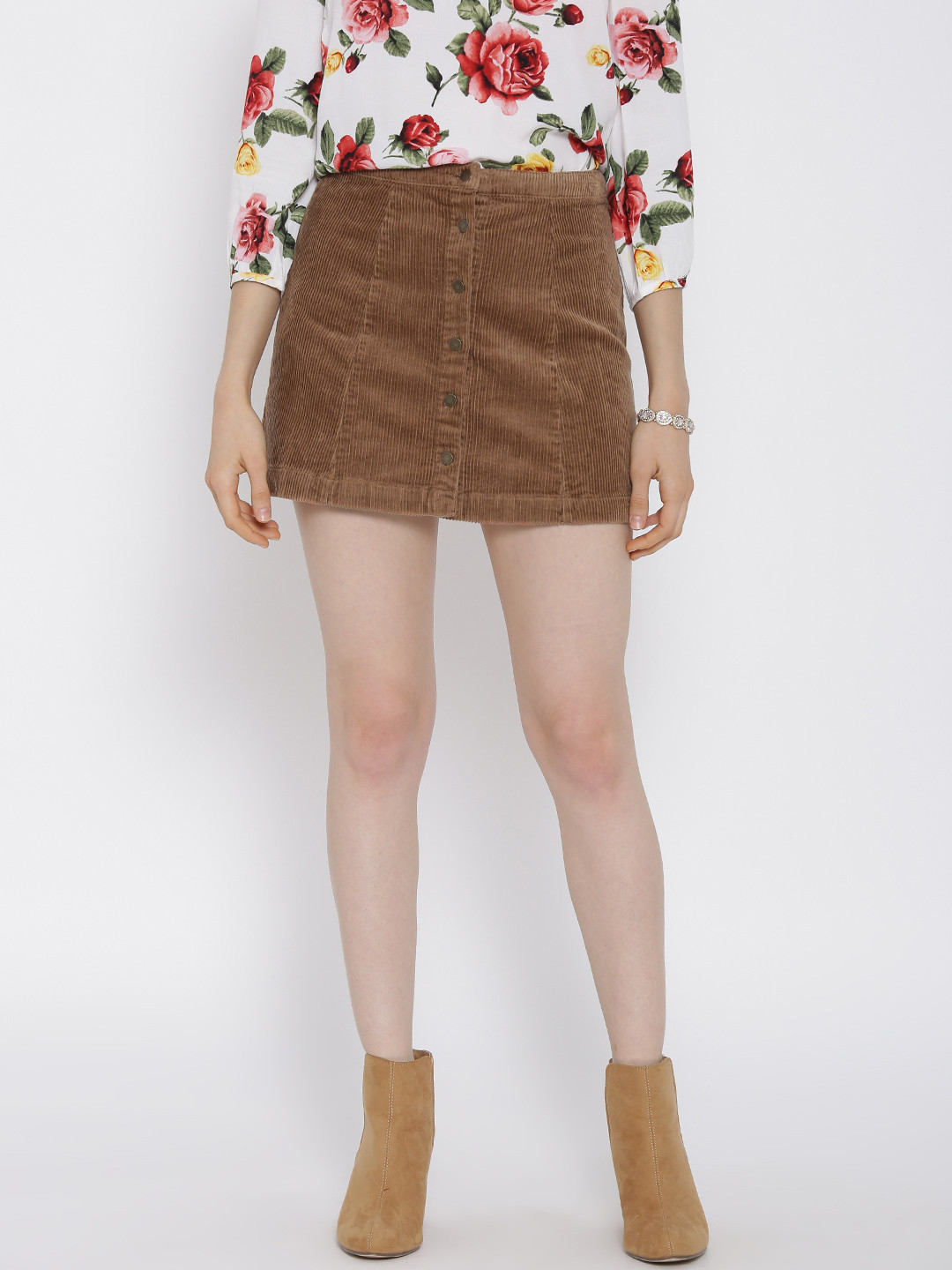 Buy FOREVER 21 Brown Corduroy A Line Mini Skirt Skirts for Women