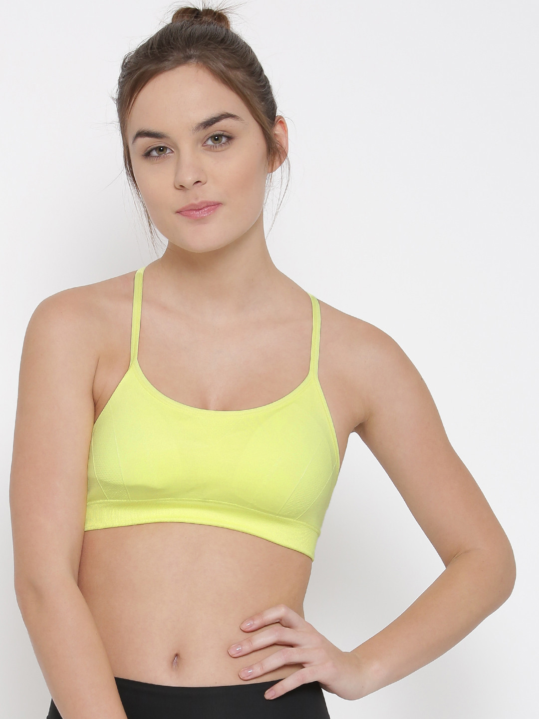 Buy FOREVER 21 Lemon Yellow Padded Sports Bra 223661 Bra for Women