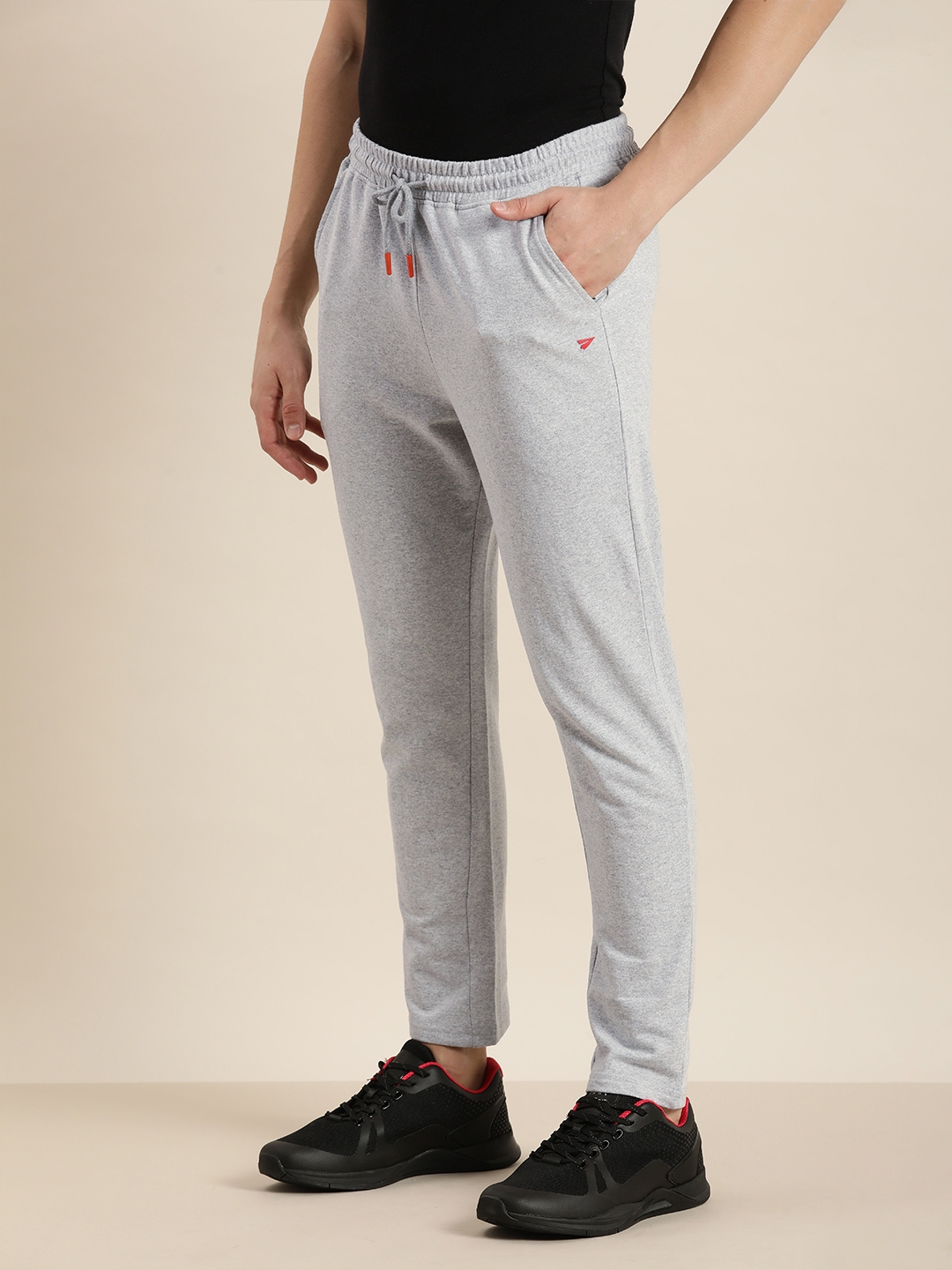 Buy Invictus Indoor Men Grey Melange Solid Mid Rise Regular Track Pants ...