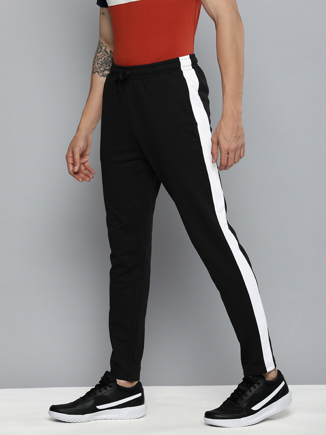 Buy Harvard Men Black & White Side Striped Track Pants Track Pants