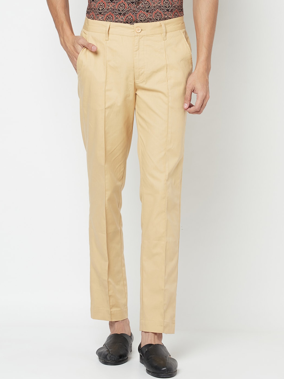 Buy Fabindia Men Beige Textured Trousers - Trousers for Men 16236230 ...