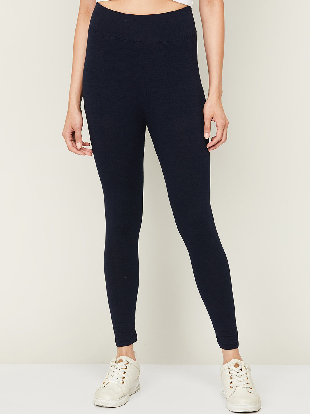 Buy Fame Forever By Lifestyle Women Navy Blue Cotton Leggings