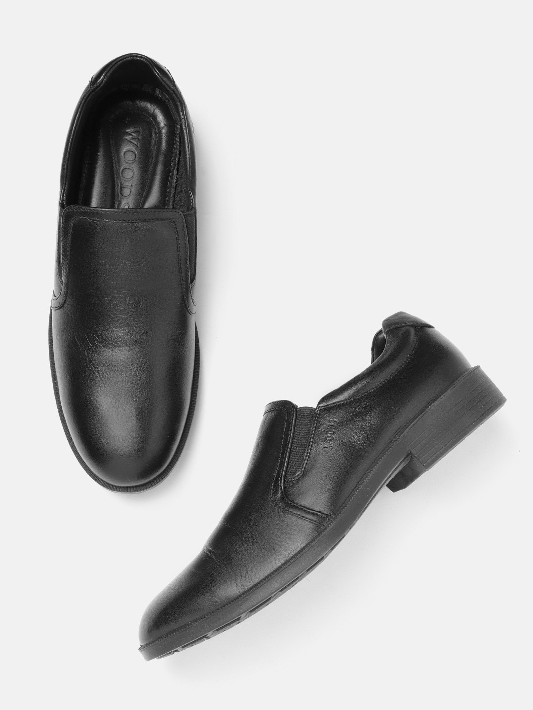Buy Woods Men Black Leather Solid Formal Slip On Shoes Formal Shoes for Men 16237872 Myntra