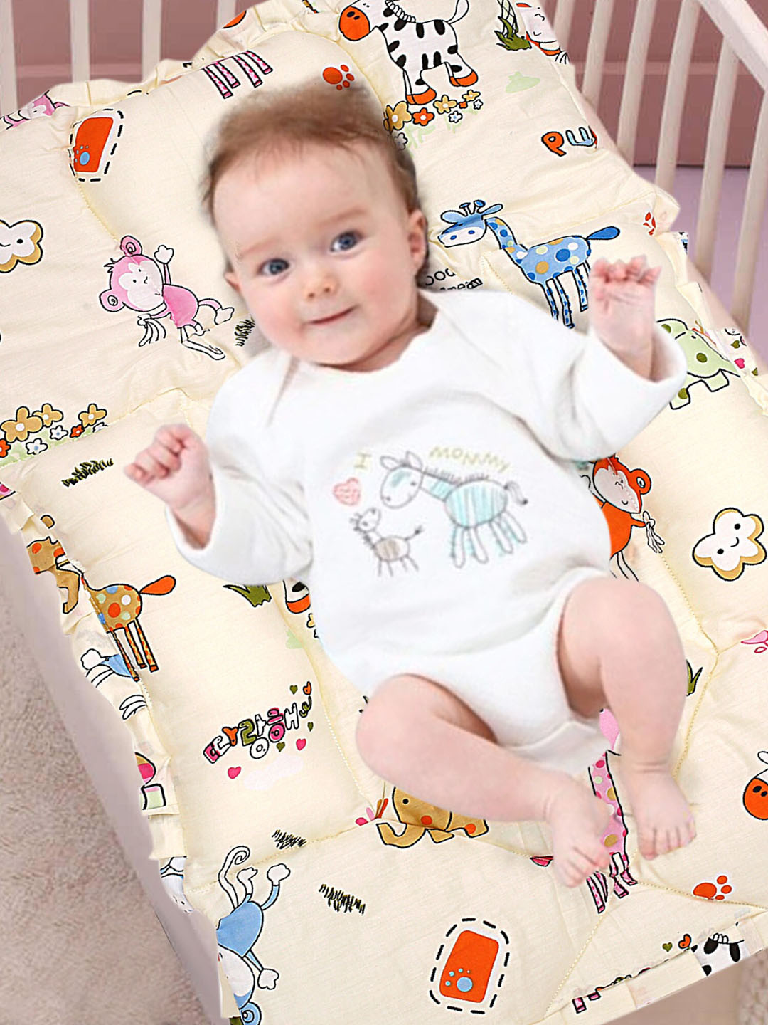 Buy Baby Moo Infants Cream Coloured Mattress With Fixed Neck Pillow
