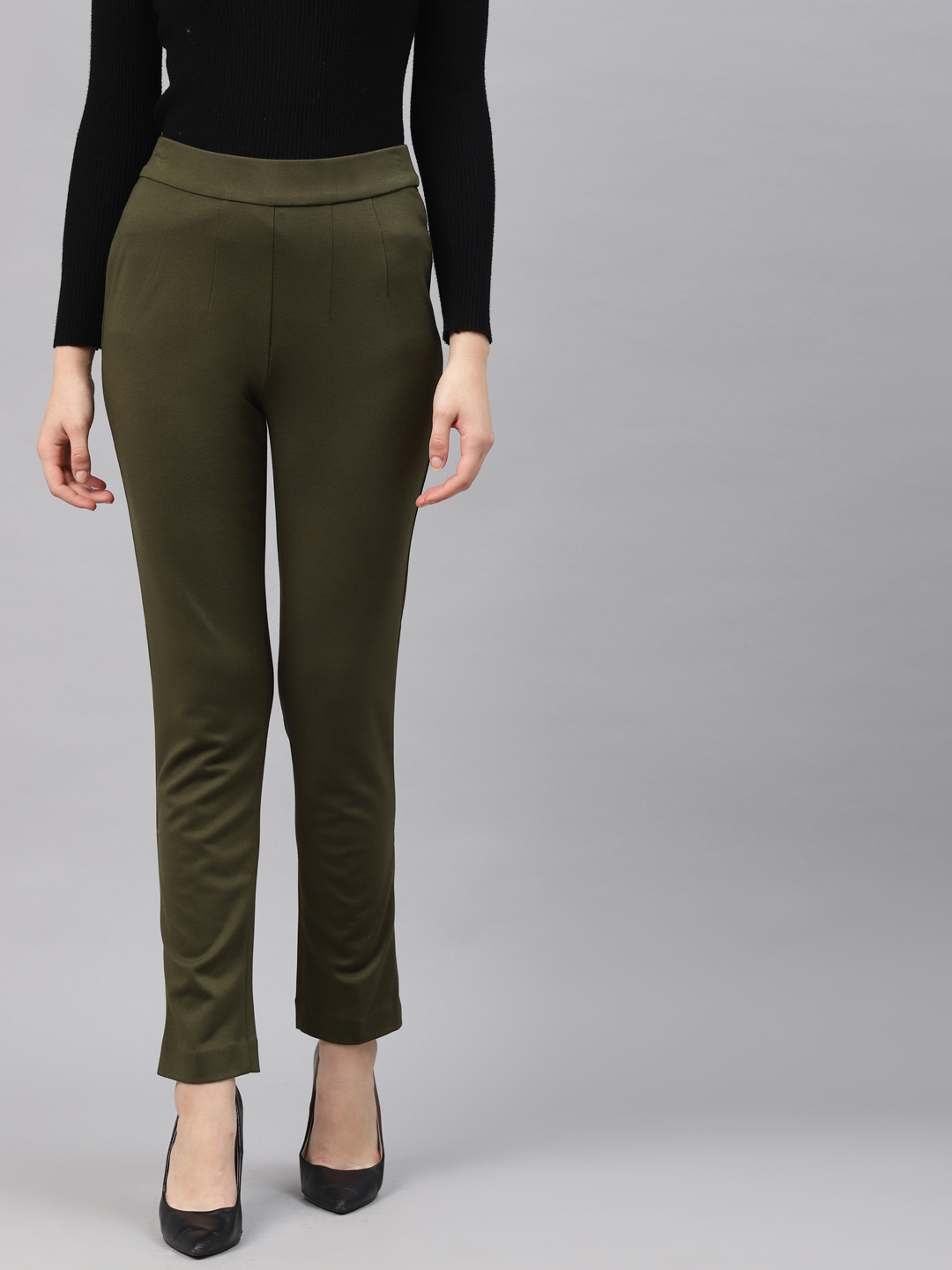 Olive Solid Jeggings