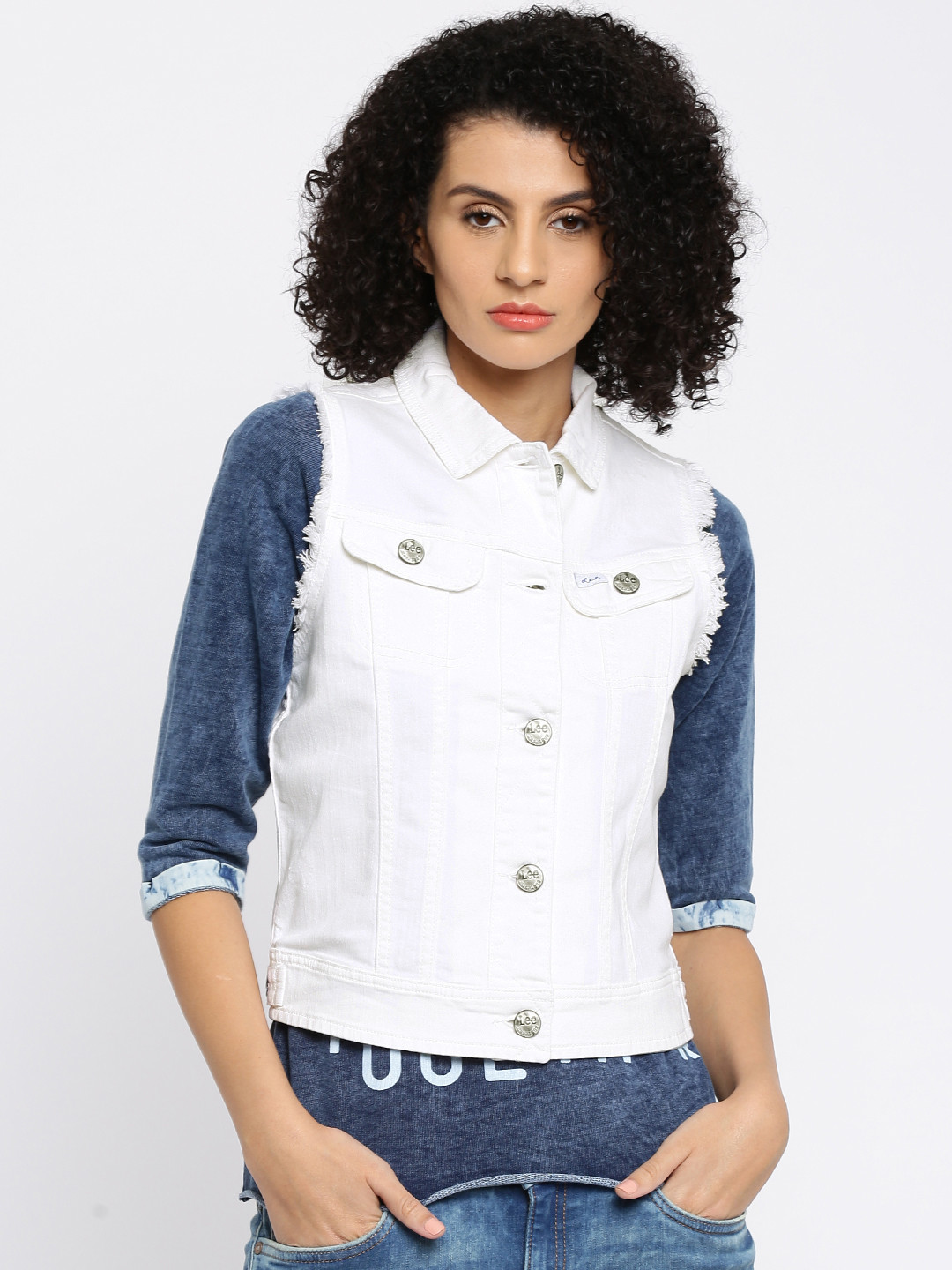 Buy Lee White Denim Jacket Jackets for Women 1624586 Myntra