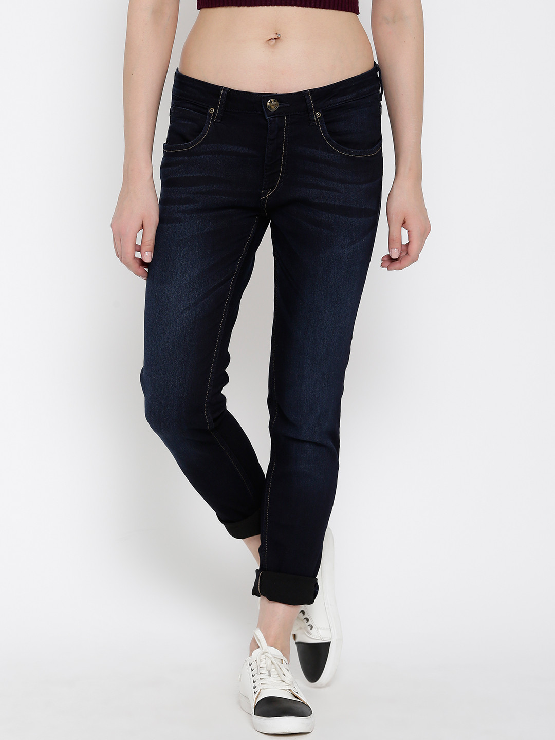 Buy Lee Women Navy Blue Skinny Fit Mid Rise Clean Look Jeans Jeans