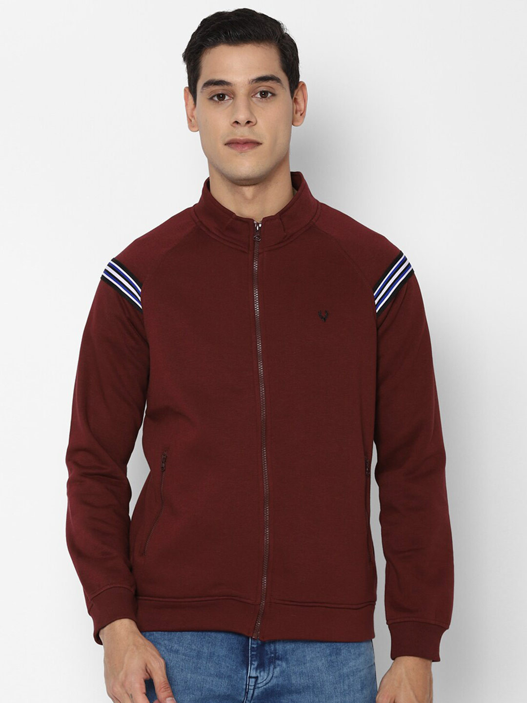 Buy Allen Solly Men Maroon Striped Sweatshirt Sweatshirts for Men