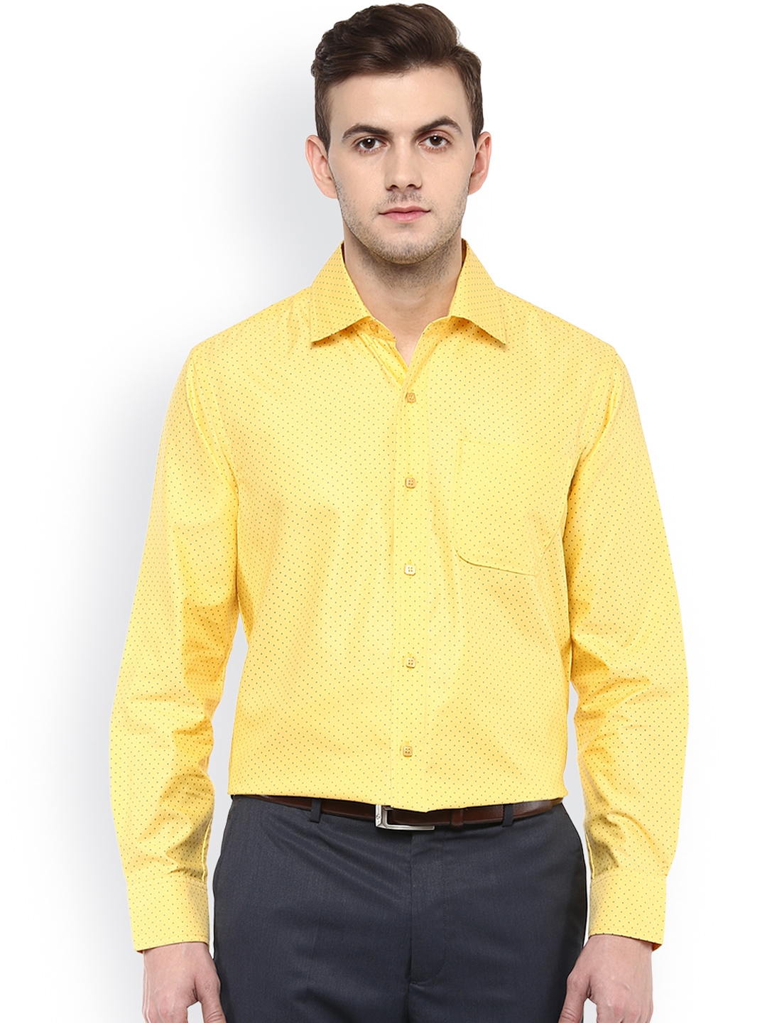 Buy Prayyan Men Yellow Printed Formal Shirt - Shirts for Men 1624709 ...