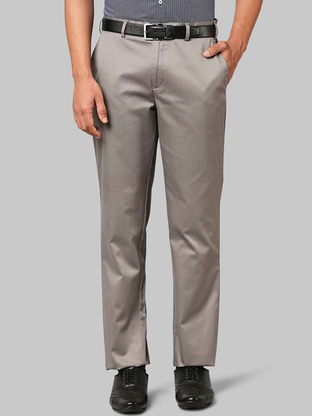 Buy Park Avenue Men Grey Slim Fit Formal Trousers - Trousers for Men ...