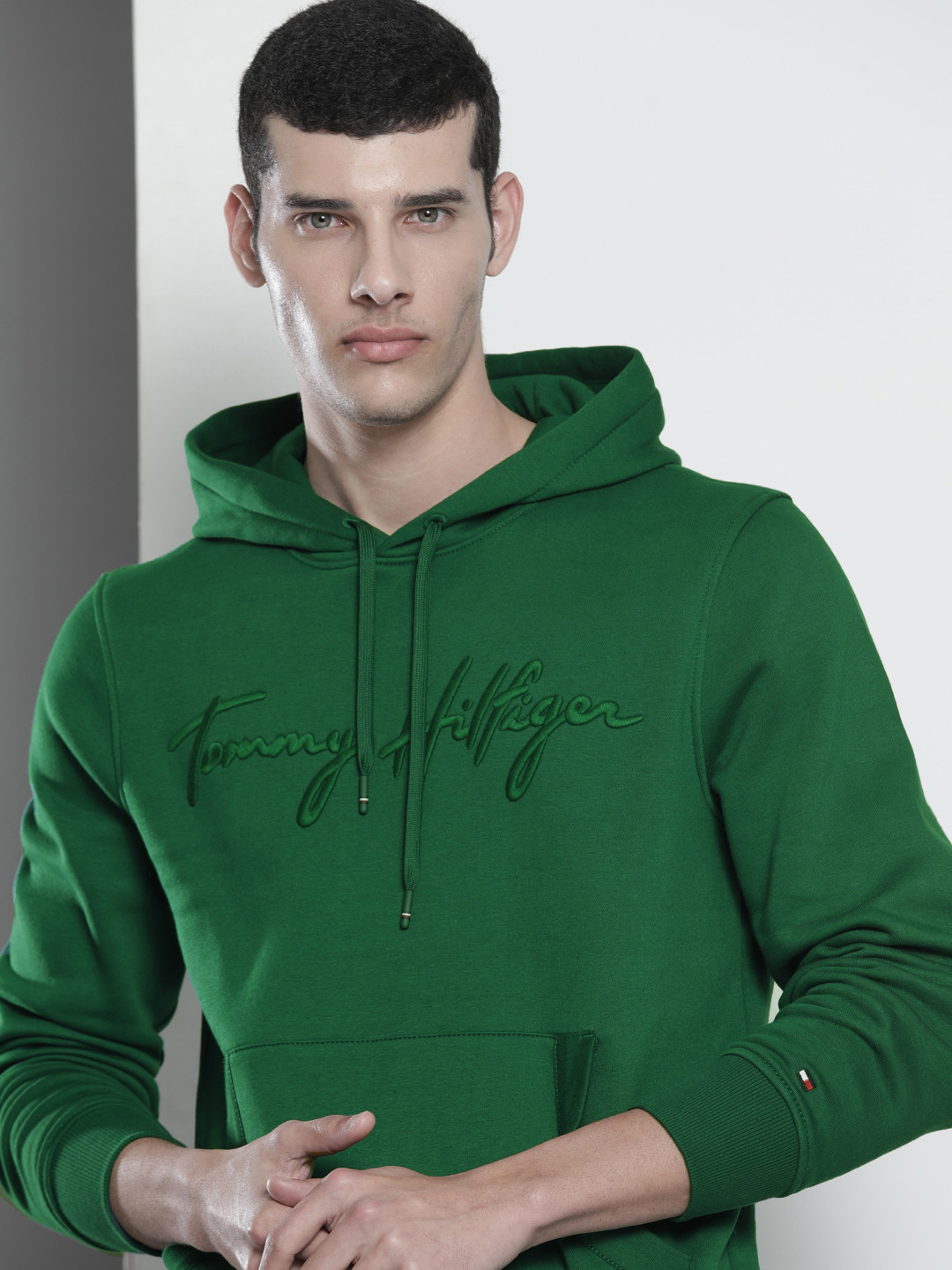 Tommy hilfiger green hoodie mens clearance