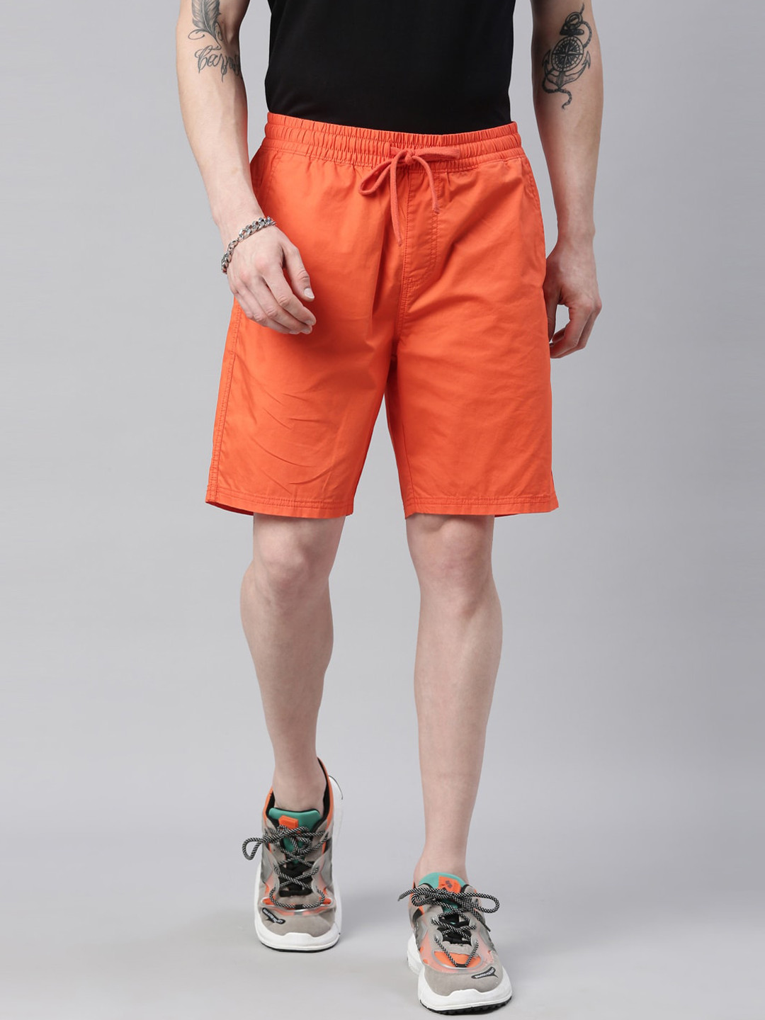 Buy Breakbounce Men Orange Slim Fit Sports Shorts Shorts for Men