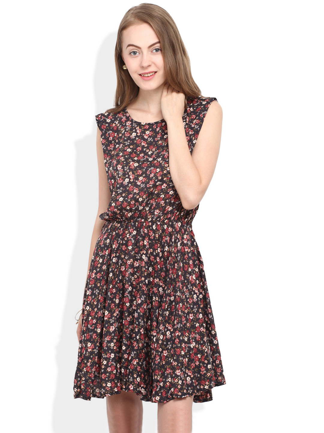 Buy Free & Young Women Multicoloured Printed Blouson Dress Dresses