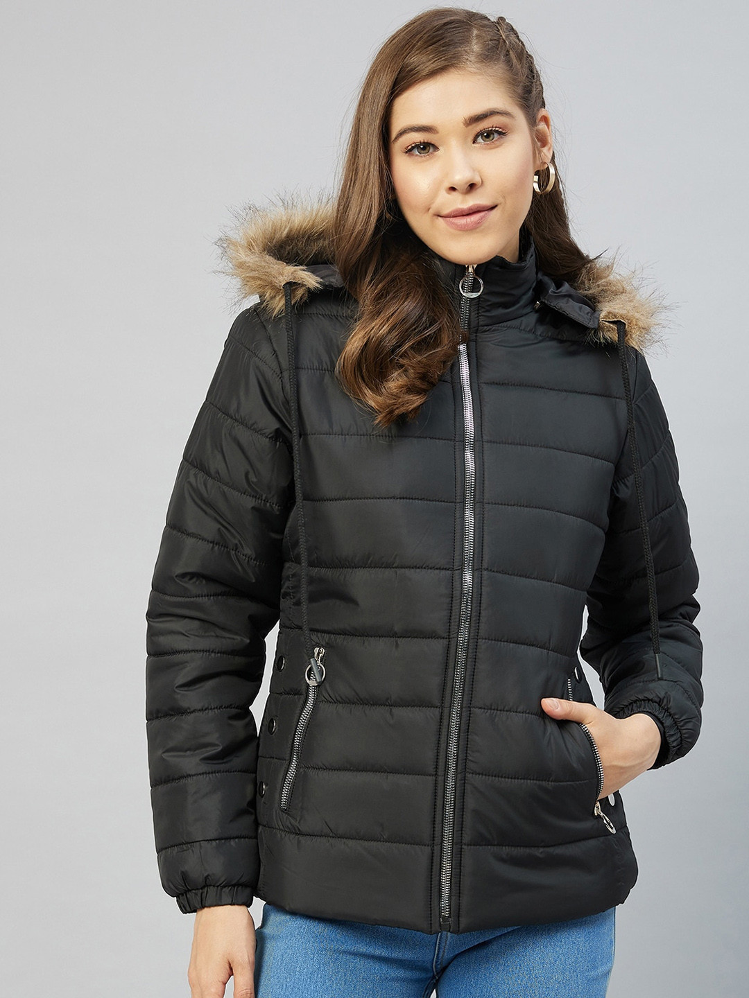 Buy RARE Women Black Solid Lightweight Puffer Jacket Jackets for