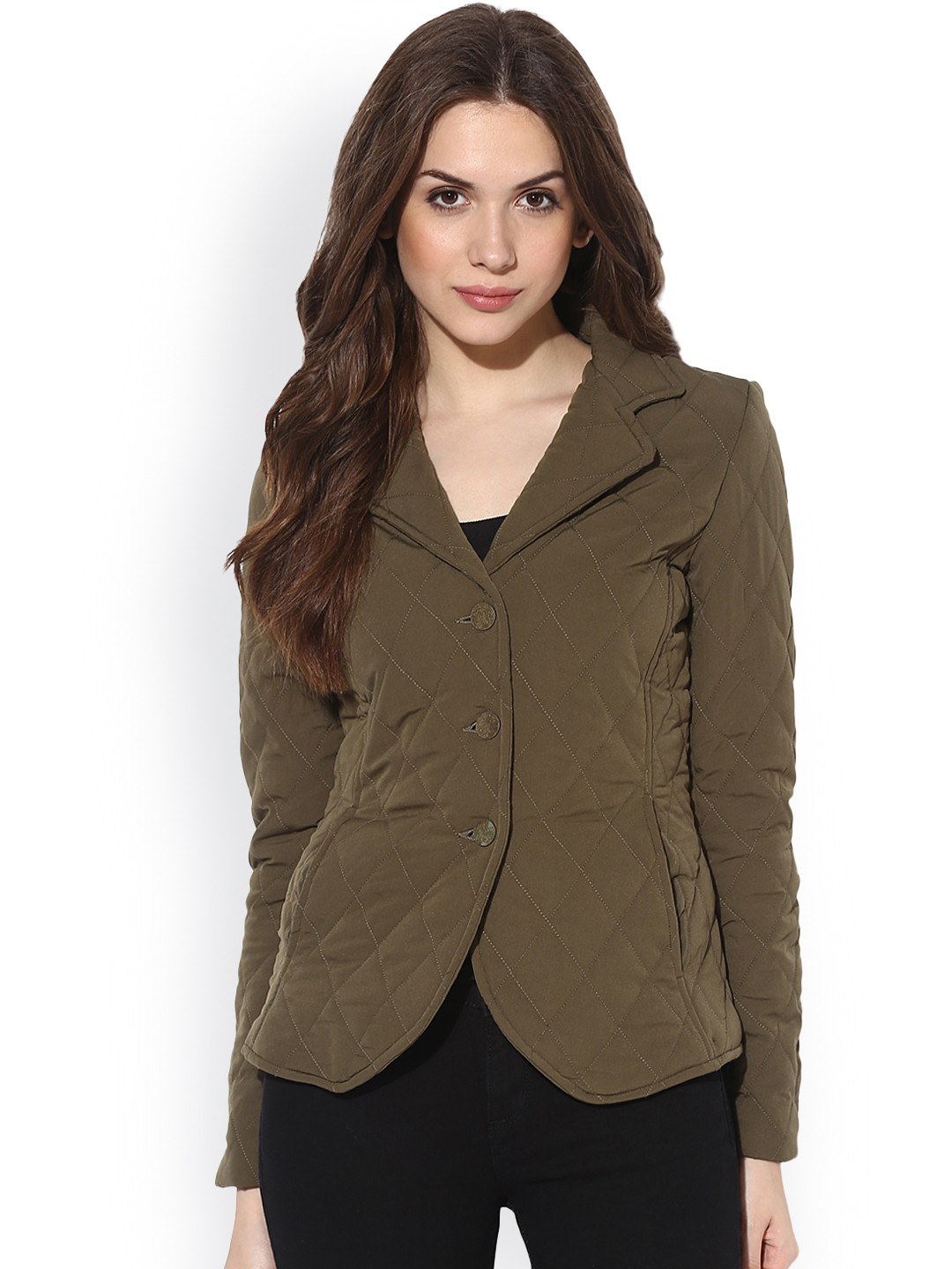 Buy The Vanca Olive Green Quilted Jacket Jackets for Women 1626115