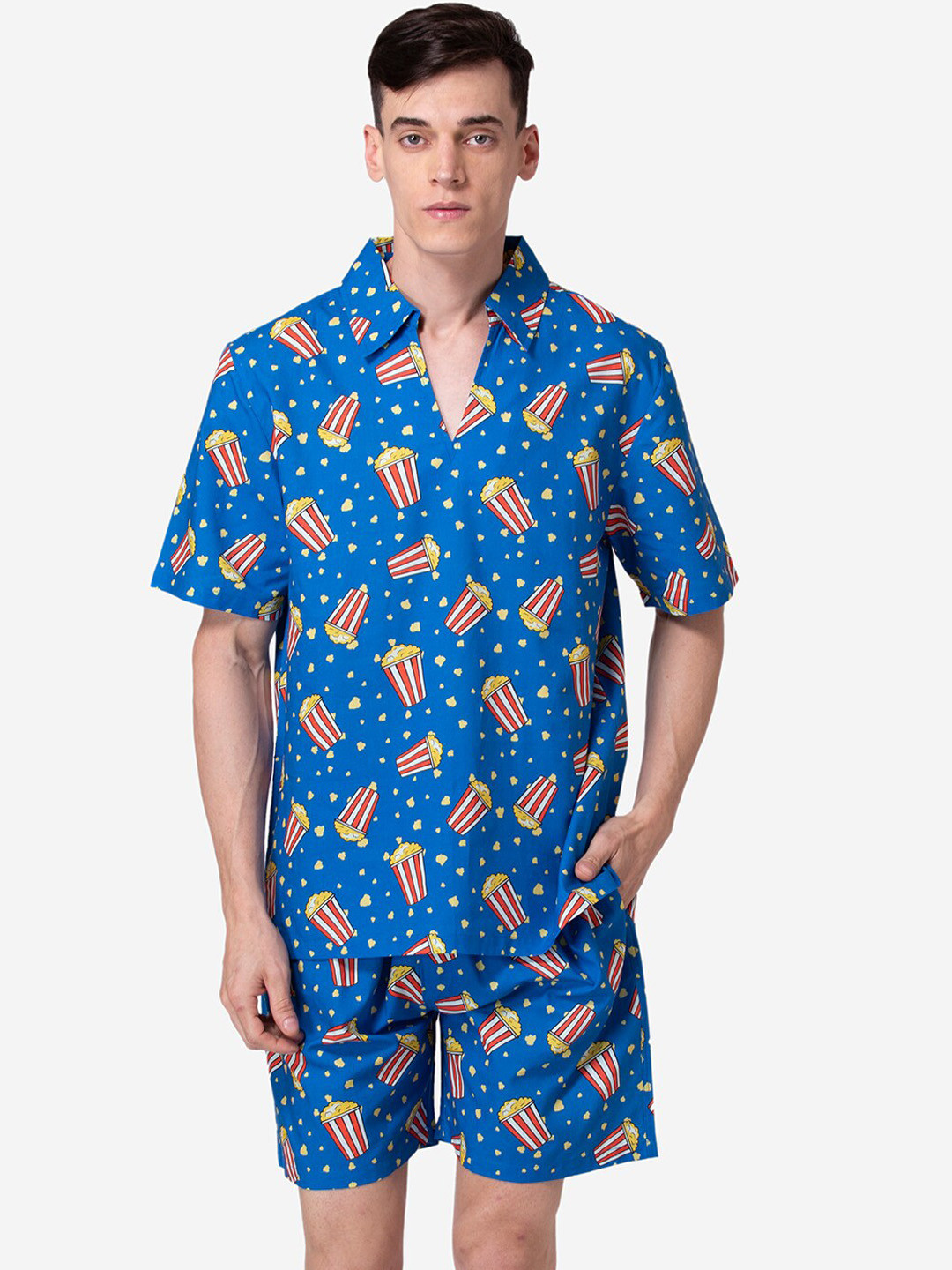 Buy Fluffalump Men Blue & Red Printed Night Suit Night Suits for Men