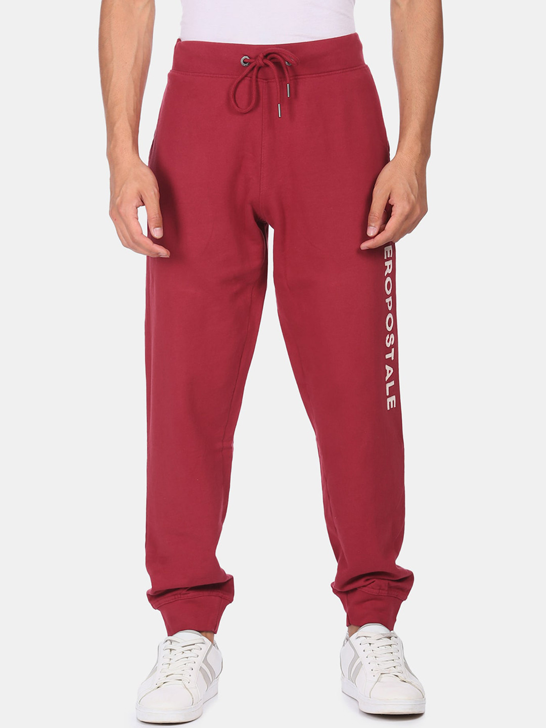 Buy Aeropostale Men Red Solid Straight Fit Pure Cotton Joggers Track