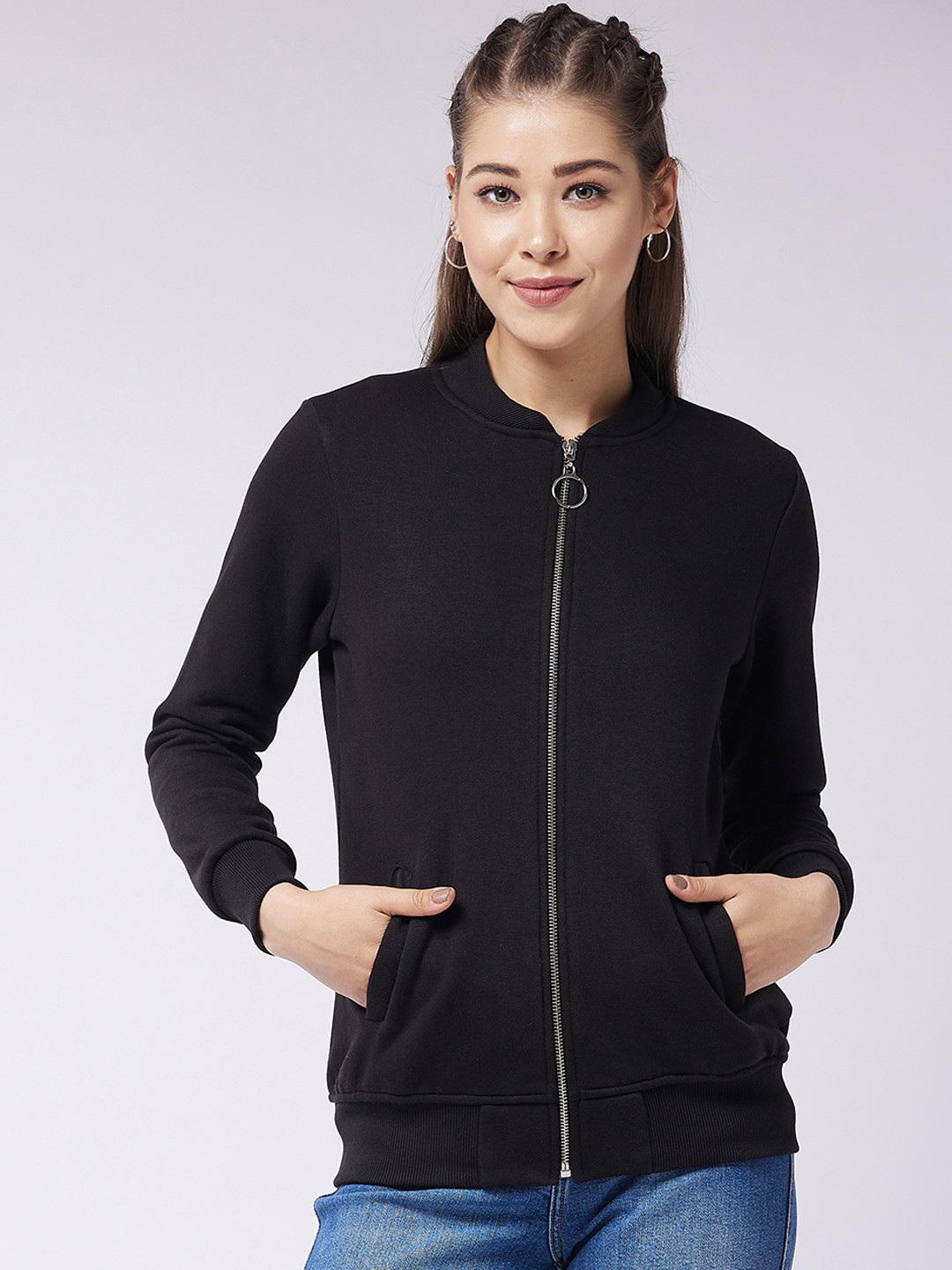 Buy Miss Chase Women Black Fleece Tailored Jacket - Jackets for Women ...