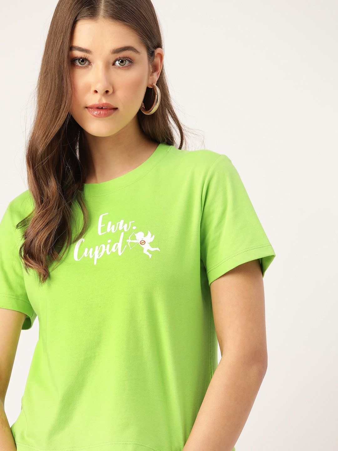 Buy DressBerry Valentine Collection Women Green & White Typography ...