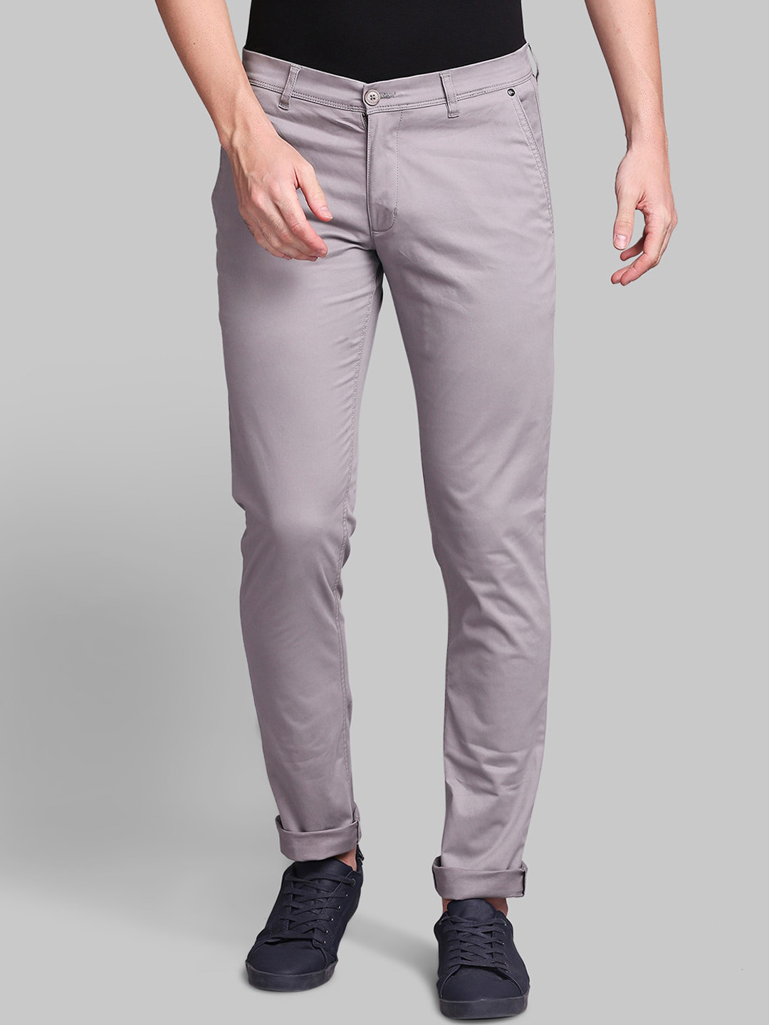 Buy Parx Men Grey Tapered Fit Trousers - Trousers for Men 16277878 | Myntra
