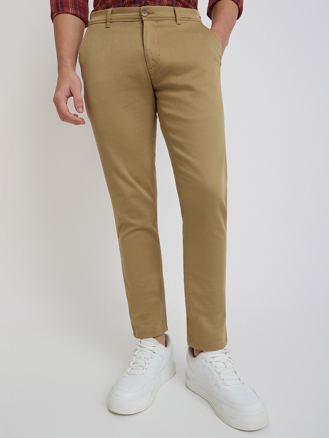 Buy Parx Men Khaki Tapered Fit Trousers - Trousers for Men 16277882 ...